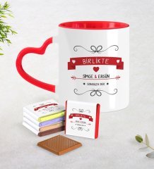 Kişiye Özel Sevgililer Günü Kırmızı Kalpli Kupa ve Çikolata Seti-44
