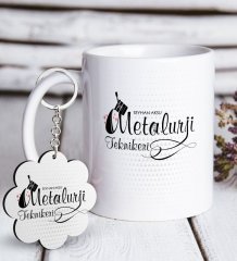 Kişiye Özel Mesleki Metalurji Teknikeri Beyaz Kupa ve Anahtarlık Hediye Seti