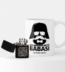 Kişiye Özel Galaksinin En İyi Babası Benzinli Çakmak ve Kupa Seti-2