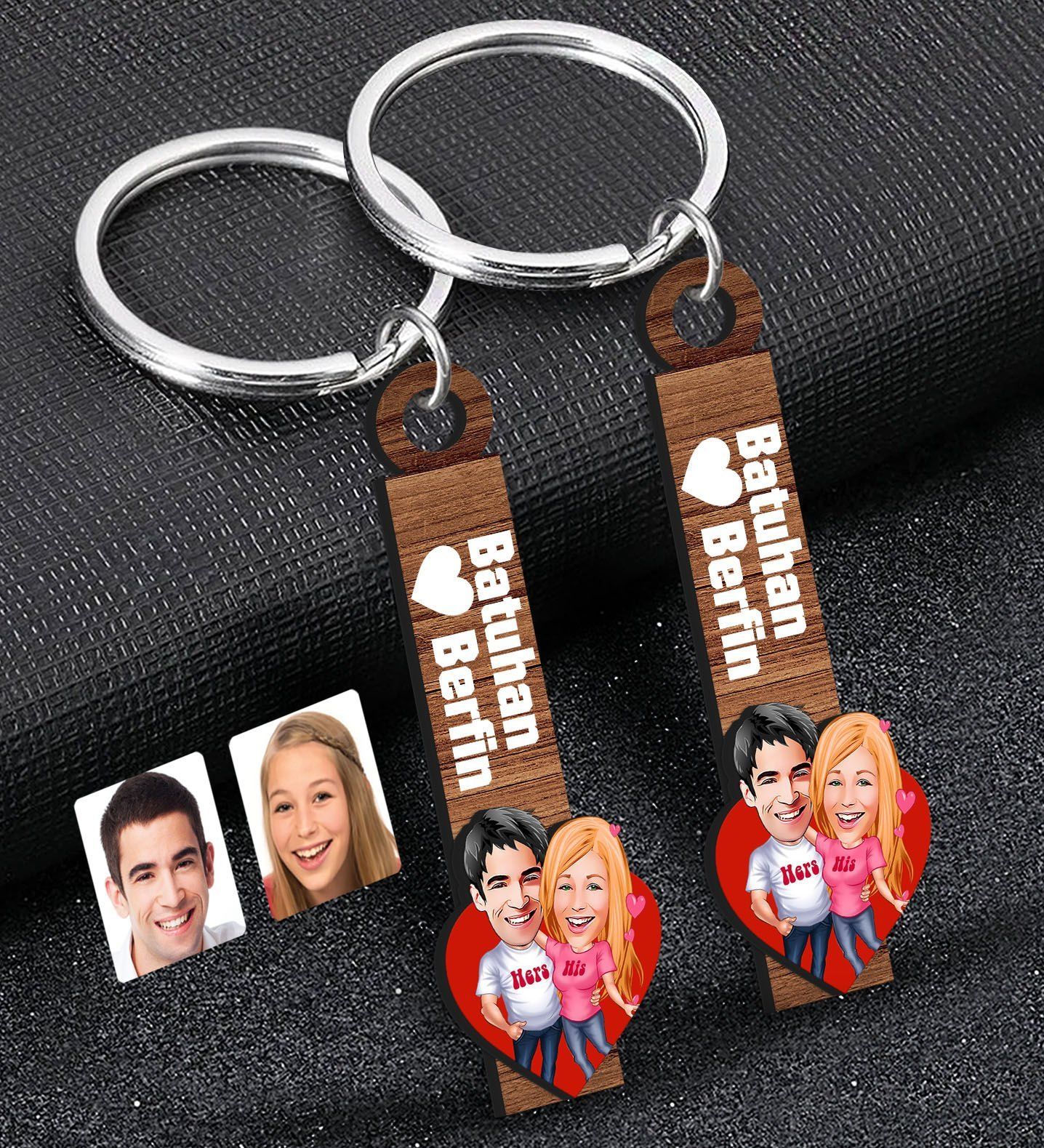 BK Gift Kişiye Özel Sevgili Temalı 2’li Ahşap Anahtarlık, Sevgiliye Hediye,Doğum Günü Hediyesi, Sevgililer Günü Hediyesi-6