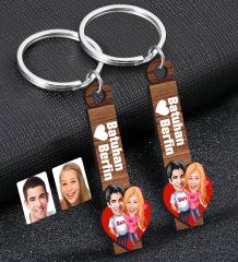 BK Gift Kişiye Özel Sevgili Temalı 2’li Ahşap Anahtarlık, Sevgiliye Hediye,Doğum Günü Hediyesi, Sevgililer Günü Hediyesi-6