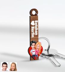 BK Gift Kişiye Özel Sevgili Temalı 2’li Ahşap Anahtarlık, Sevgiliye Hediye,Doğum Günü Hediyesi, Sevgililer Günü Hediyesi-6