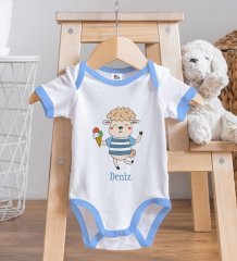 BK Kids Kişiye Özel Mavi Bebek Body Zıbın - Model 154