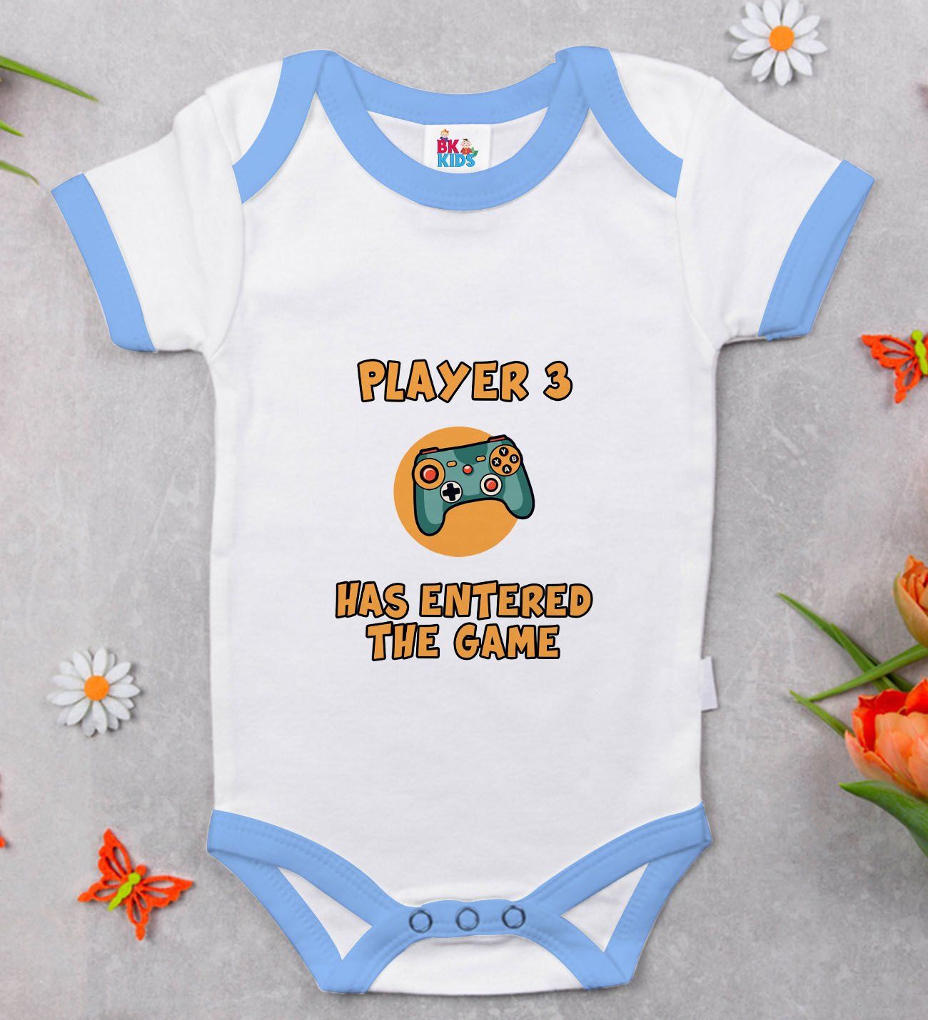 BK Kids Player 3 Tasarımlı Mavi Bebek Body Zıbın-1