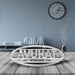 Kişiye Özel Mesleki Avukat Ahşap Masa İsimliği (Model E2)