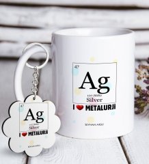 Kişiye Özel Mesleki Metalurji Mühendisi Beyaz Kupa ve Anahtarlık Hediye Seti