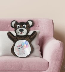 BK Gift Sevimli Fil Tasarımlı Kahverengi Ayıcık Yastık-8