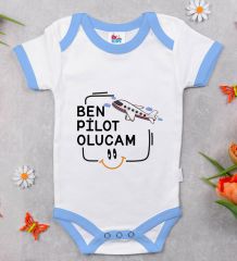 BK Kids Pilot Olucam Tasarımlı Mavi Bebek Body Zıbın-1