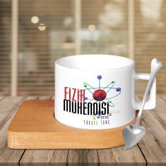 Kişiye Özel Mesleki Fizik Mühendisi Ahşap Altlıklı Seramik Fincan