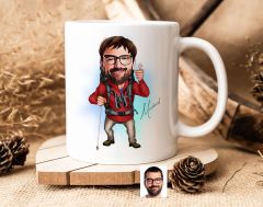 Bk Gift Kişiye Özel Erkek Gezgin Karikatürlü Beyaz Kupa Bardak-1, Sevgiliye Hediye, Arkadaşa Hediye