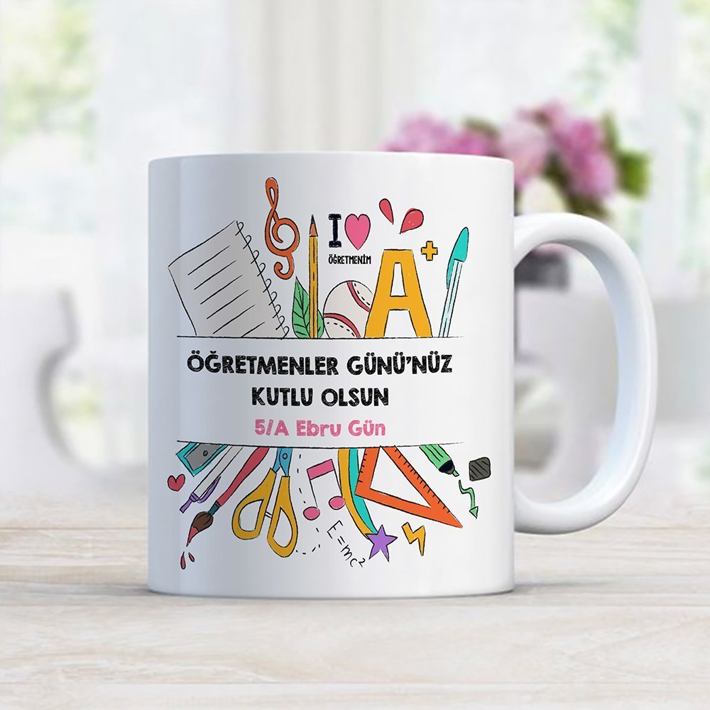 Kişiye Özel Beyaz Kupa Bardak (Öğretmenler Günü Temalı-4)