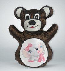 BK Gift Sevimli Fil Tasarımlı Kahverengi Ayıcık Yastık-7