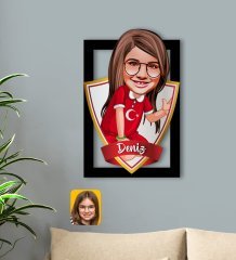 Kişiye Özel İsimli Kız Çocuk Karikatürlü 3D Ahşap Tablo-2