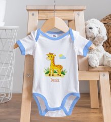 BK Kids Kişiye Özel Mavi Bebek Body Zıbın - Model 152