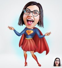 Kişiye Özel Süper Anne Tasarımlı Dijital Karikatür-1