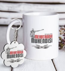 Kişiye Özel Mesleki Mekatronik Mühendisi Beyaz Kupa ve Anahtarlık Hediye Seti