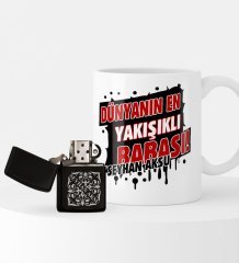 Kişiye Özel Dünyanın En Yakışıklı Babası Benzinli Çakmak ve Kupa Seti-1