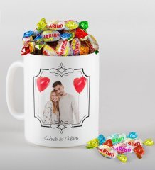 Kişiye Özel İsimli Fotoğraflı Beyaz Kupa ve Haribo Şeker Hediye Seti-31