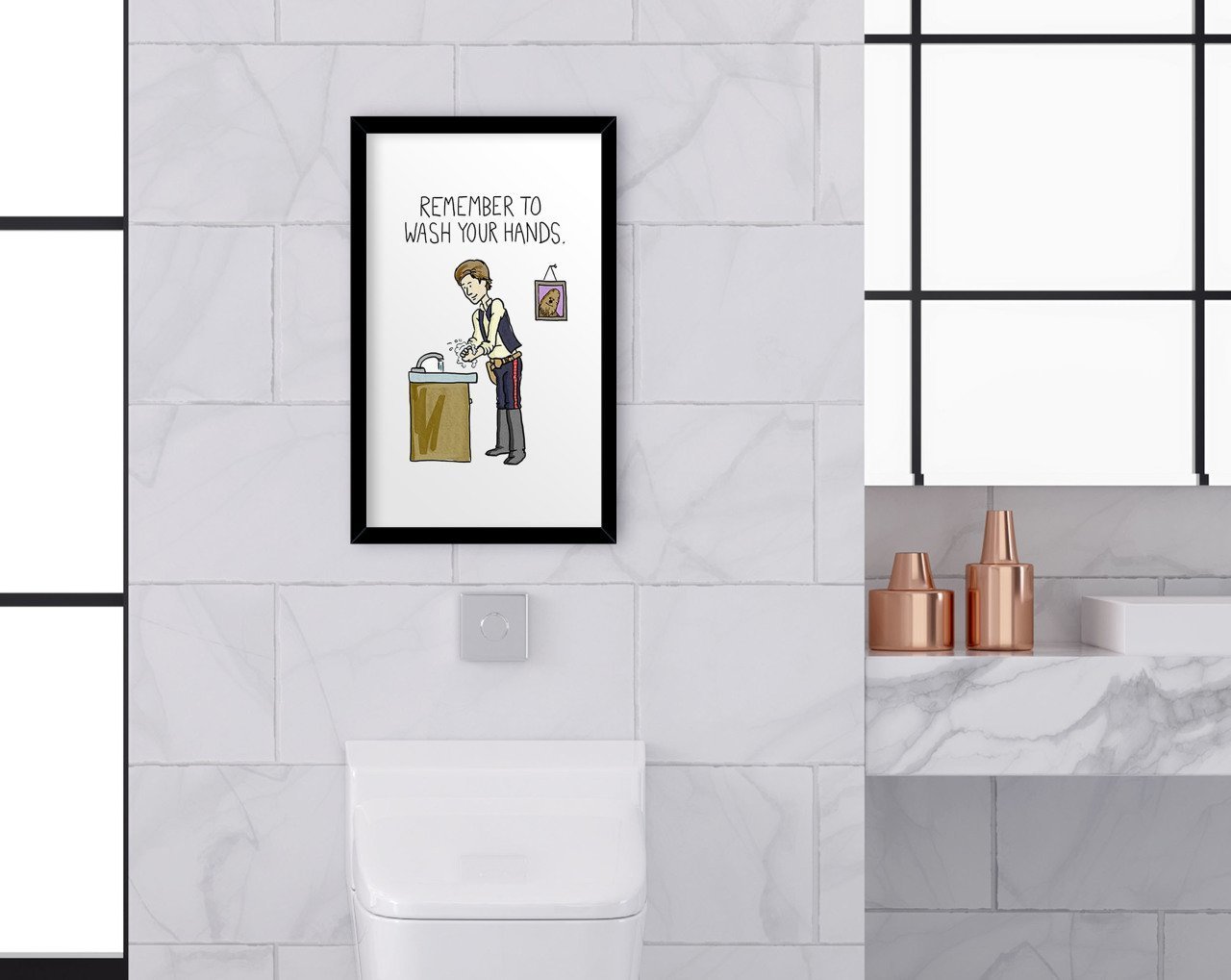 BK Home Banyo Tuvalet Dekoratif Ahşap Siyah Çerçeveli Tablo-6