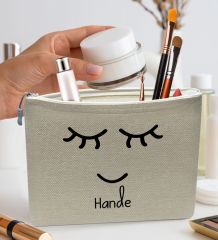 BK Gift Kişiye Özel Keten Makyaj Çantası, Sevgiliye Hediye, Arkadaşa Hediye, Sevgililer Günü Hediyesi, Doğum Günü Hediyesi-12