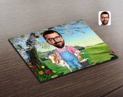 Kişiye Özel Çiftçi Karikatürlü Ahşap Puzzle-1