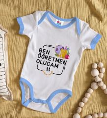 BK Kids Öğretmen Olucam Tasarımlı Mavi Bebek Body Zıbın-1