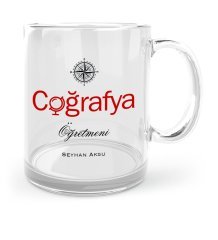 Kişiye Özel Coğrafya Öğretmeni Cam Kupa Bardak - 1