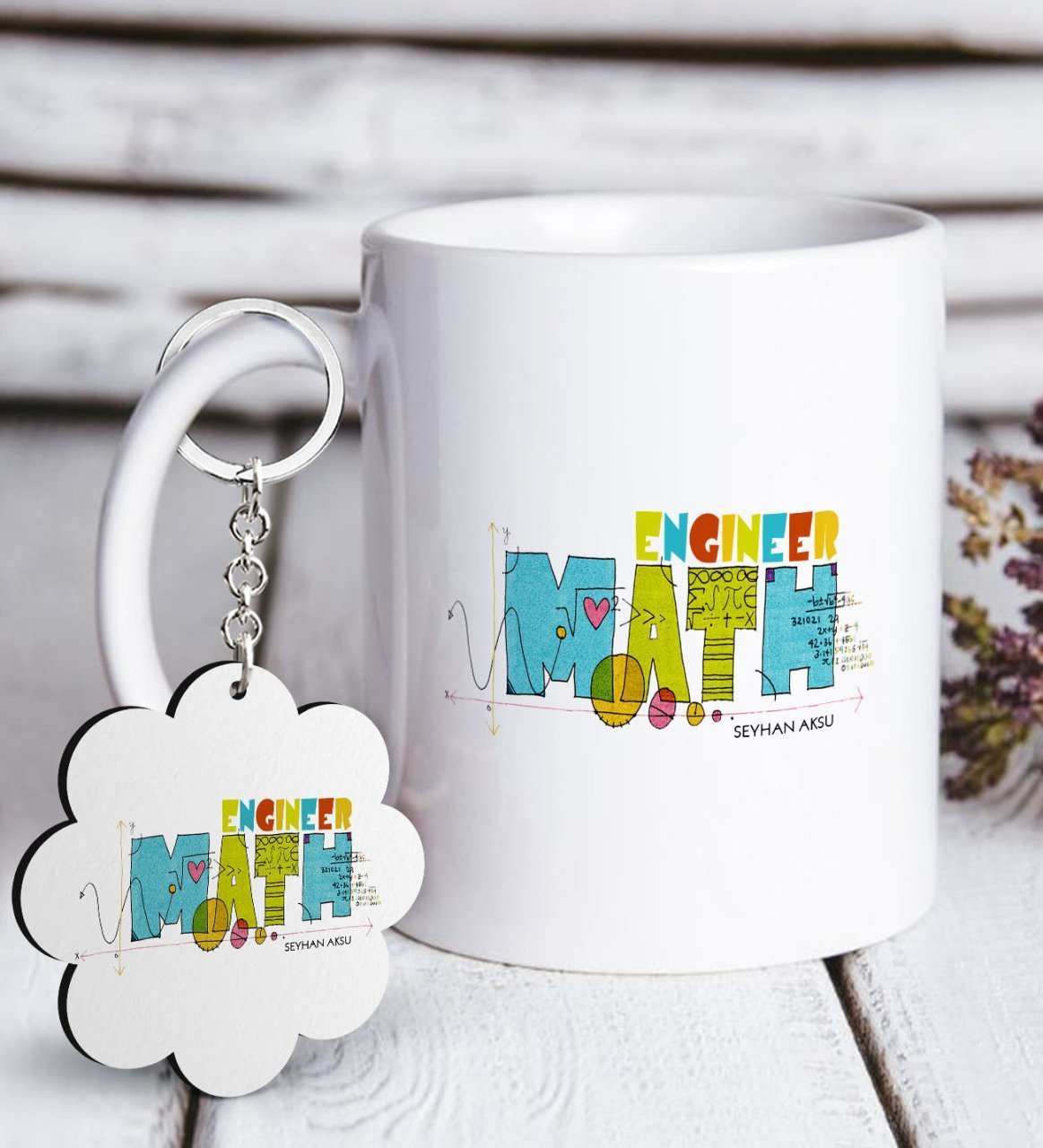 Kişiye Özel Mesleki Matematik Mühendisi Beyaz Kupa ve Anahtarlık Hediye Seti-2