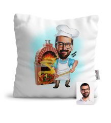 Kişiye Özel Bay Kebapçı Karikatür Saten Yastık - 1