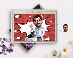 Kişiye Özel Erkek Veteriner Hekim Karikatürlü 1000 Parça Profesyonel Puzzle-1
