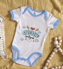 BK Kids Orjin Trakyalı Tasarımlı Mavi Bebek Body Zıbın-1