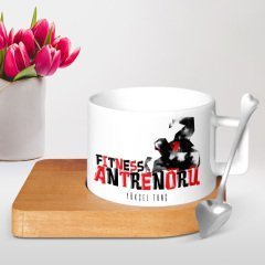 Kişiye Özel Mesleki Fitness Antrenörü Ahşap Altlıklı Seramik Fincan - 2