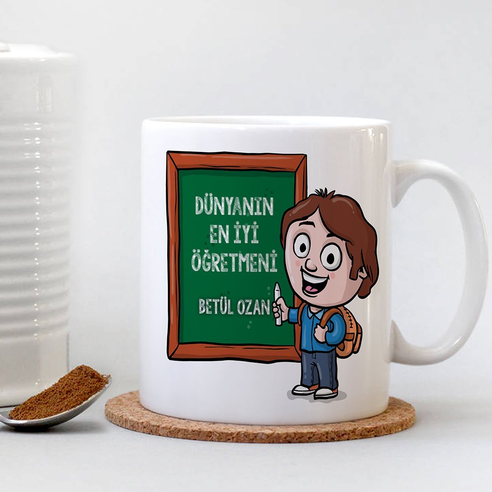 Kişiye Özel Beyaz Kupa Bardak (Öğretmenler Günü Temalı-1)