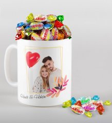 Kişiye Özel İsimli Fotoğraflı Beyaz Kupa ve Haribo Şeker Hediye Seti-29
