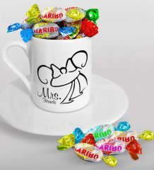 Kişiye Özel Sevgililer Günü Türk Kahvesi Fincanı ve Haribo Şeker Hediye Seti-95
