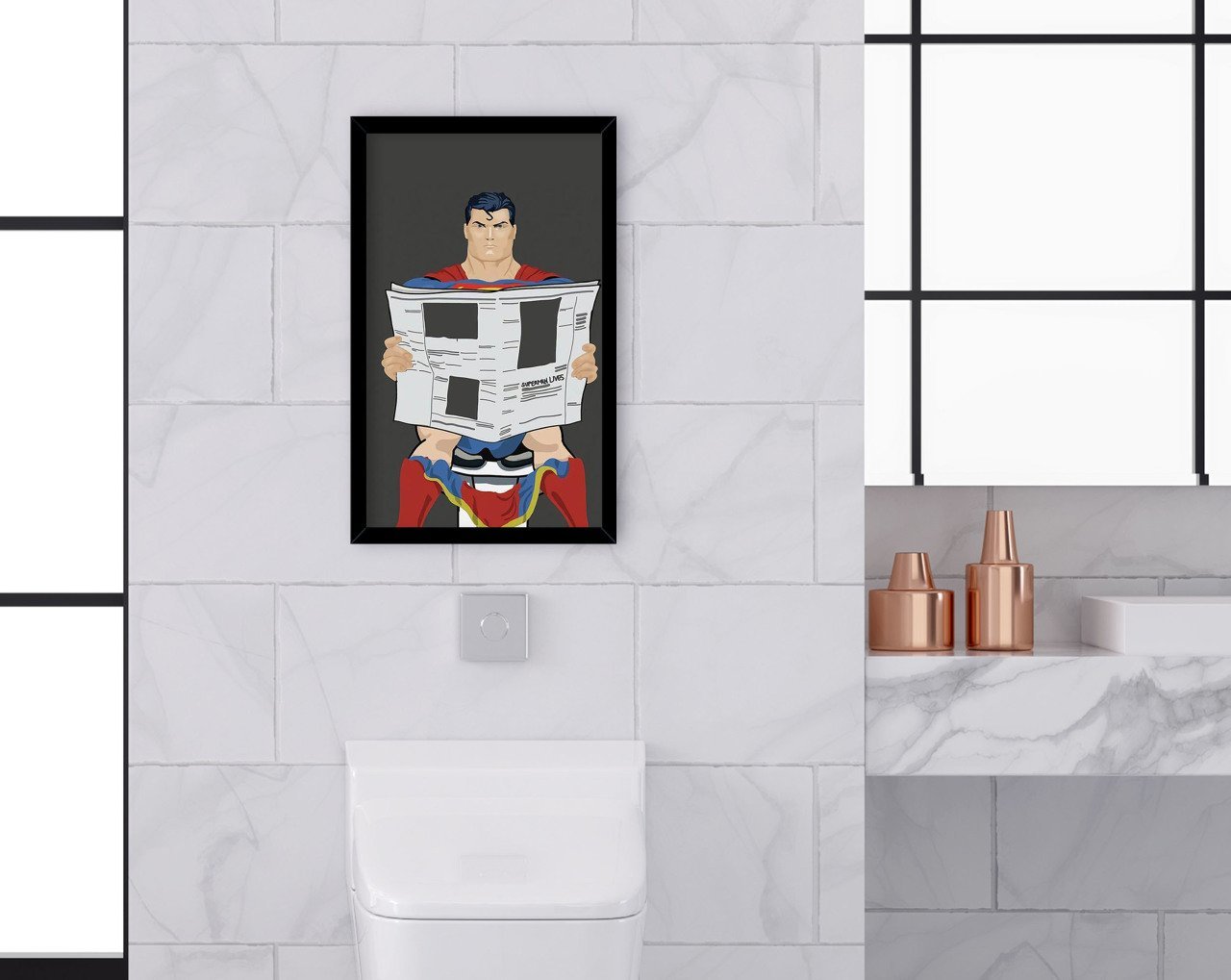 BK Home Banyo Tuvalet Dekoratif Ahşap Siyah Çerçeveli Tablo-4