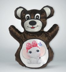 BK Gift Sevimli Fil Tasarımlı Kahverengi Ayıcık Yastık-4