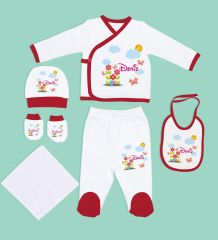 BK Kids Kişiye Özel Hastane Çıkışı, Bebek Kıyafeti, Yeni Doğan Bebek Hediyesi, 6 Parça Kırmızı Bebek Elbise Giyim Seti-13
