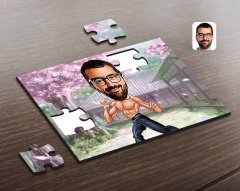 Kişiye Özel Bruce Lee Karikatürlü Ahşap Puzzle-1