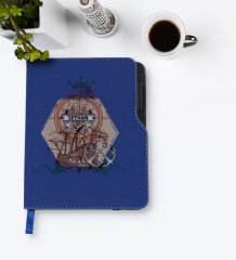 Kişiye Özel Gemi Tasarımlı Lacivert Termo Deri Defter-4