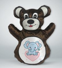 BK Gift Sevimli Fil Tasarımlı Kahverengi Ayıcık Yastık-3