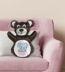 BK Gift Sevimli Fil Tasarımlı Kahverengi Ayıcık Yastık-3