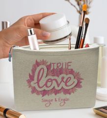 BK Gift Kişiye Özel Keten Makyaj Çantası, Sevgiliye Hediye, Arkadaşa Hediye, Sevgililer Günü Hediyesi, Doğum Günü Hediyesi-9