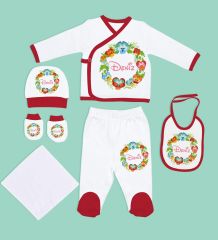 BK Kids Kişiye Özel Hastane Çıkışı, Bebek Kıyafeti, Yeni Doğan Bebek Hediyesi, 6 Parça Kırmızı Bebek Elbise Giyim Seti-12
