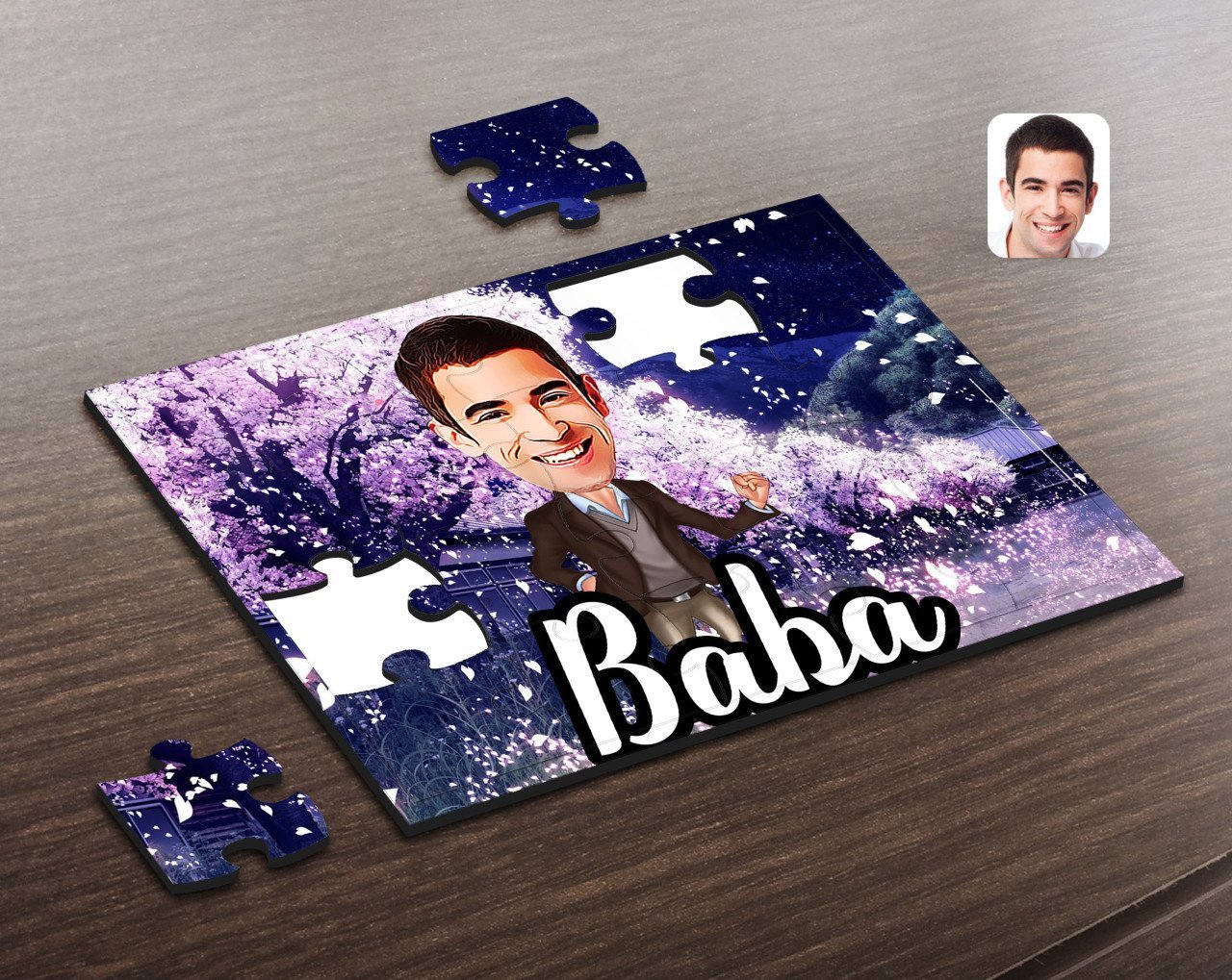 Kişiye Özel Baba Karikatürlü Ahşap Puzzle-1