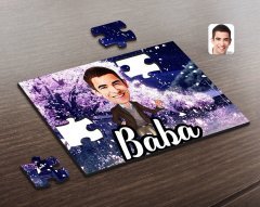 Kişiye Özel Baba Karikatürlü Ahşap Puzzle-1
