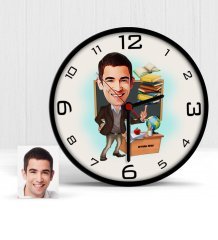 Kişiye Özel Bay Öğretmen Karikatür Ahşap Duvar Saati - 2