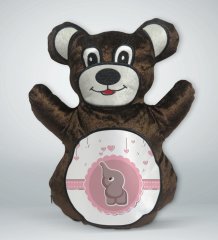 BK Gift Sevimli Fil Tasarımlı Kahverengi Ayıcık Yastık-2