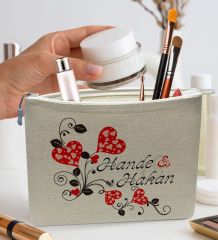 BK Gift Kişiye Özel Keten Makyaj Çantası, Sevgiliye Hediye, Arkadaşa Hediye, Sevgililer Günü Hediyesi, Doğum Günü Hediyesi-8