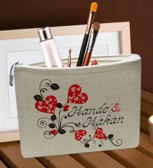 BK Gift Kişiye Özel Keten Makyaj Çantası, Sevgiliye Hediye, Arkadaşa Hediye, Sevgililer Günü Hediyesi, Doğum Günü Hediyesi-8